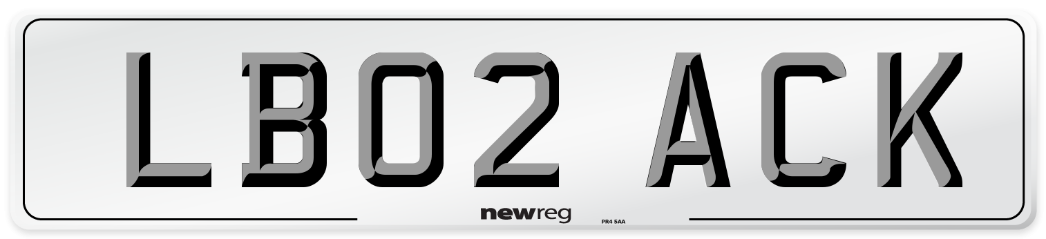 LB02 ACK Number Plate from New Reg